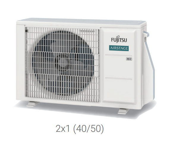 Unidad exterior AOY50M2-KA con 5,0 kW en refrigeración La unidad exterior AOY50M2-KA ofrece una capacidad nominal de 5,0 kW en refrigeración y 5,3 kW en calefacción, con un amplio rango de modulación para adaptarse a la demanda real de la instalación.  En la combinación 25 + 35, el sistema ofrece una capacidad total de refrigeración de 5,00 kW, con rango de 1,40 a 5,20 kW. En calefacción, alcanza una capacidad total de 5,30 kW, con rango de 1,10 a 6,00 kW.  Esta modulación permite que el equipo trabaje de forma eficiente tanto cuando funciona una sola unidad interior como cuando se utilizan las dos estancias al mismo tiempo.